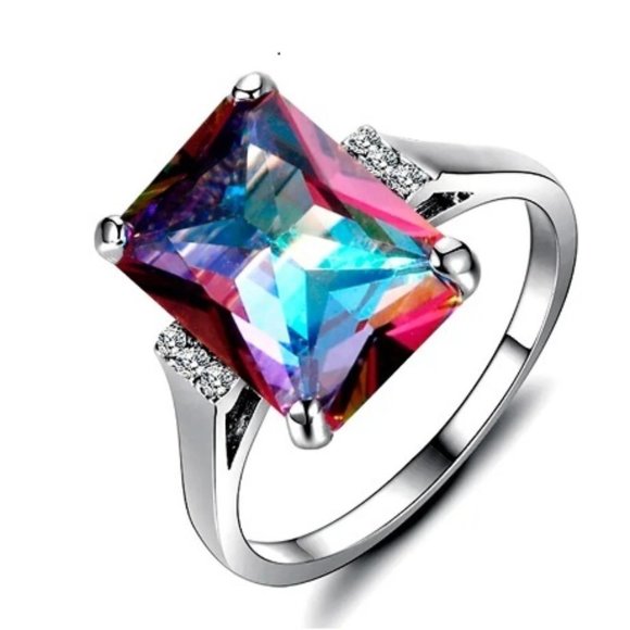 Rainbow Mystic Topaz Ring- Size 7 - Picture 1 of 5